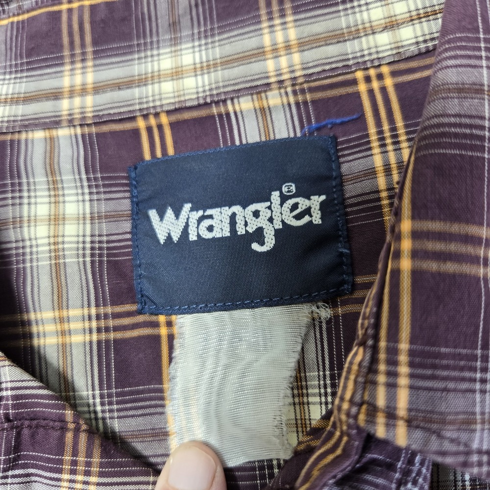 Vintage Wrangler Mens Purple‎ Plaid Pearl Snap Button Up Western Size XL Rodeo - Picture 4 of 11